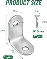 JatilEr 10 Pcs Angle Brackets 30x30mm 90 Degree Stainless Steel with 20 Screws view 2