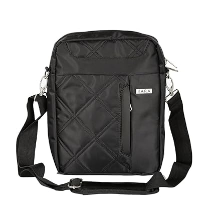 KARA Nylon 22 cms Black Messenger Bag (33458 MESSANGER Bag Black)