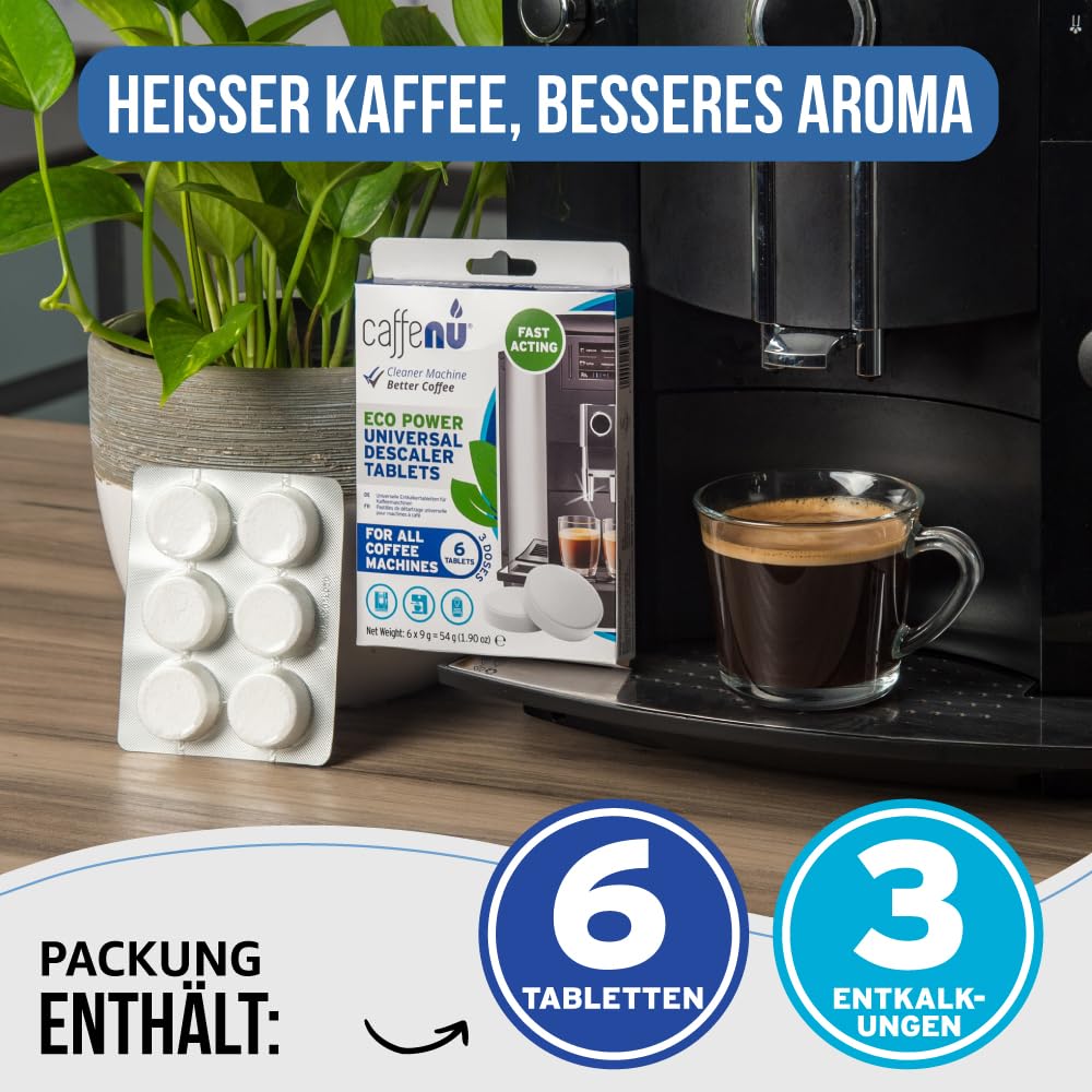 Caffenu Universal Entkalkungstabletten Kaffeevollautomat Kompatibel mit Bosch, Jura, Siemens & Melitta - 6x9g - Entkalker Kaffeemaschine für Heißeren Kaffee & Verlängerte Lebensdauer 5