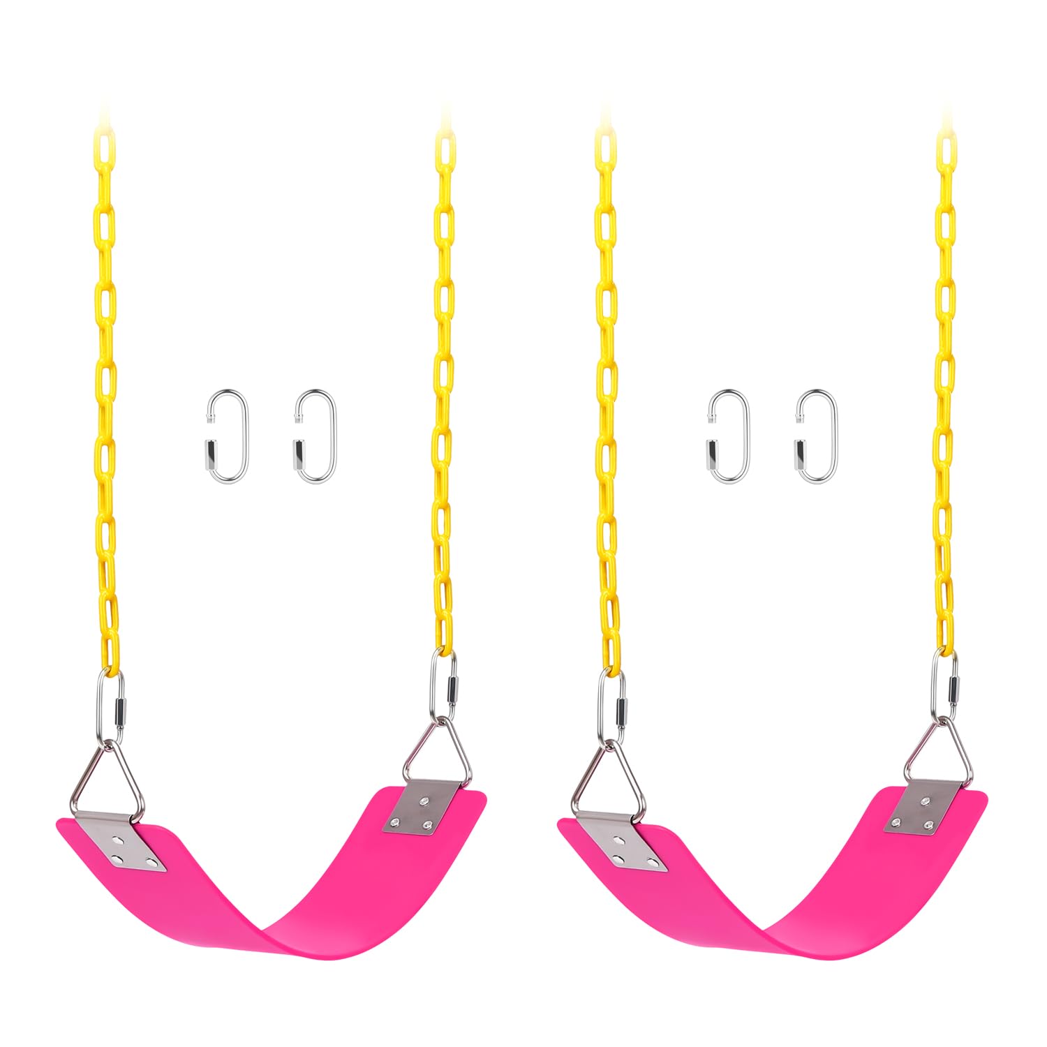 Photo 1 of 2 Pack Swing Sets, AGPTEK Swing Seat with 66 Inch Anti-Rust Chains Thermoplastic Coated, Support 250lb, Seat Cushion Accessories Replacement with Snap Hooks for Outdoors, Playground (Pink)