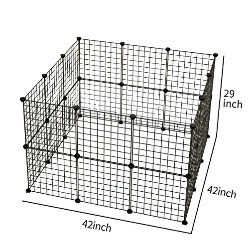 JYYG Pet Playpen, Small Animal Cage Indoor Portable Metal Wire Yard Fence for Small Animals, Guinea Pigs, Rabbits Kennel Crate Fence Tent, Black 24 Panels