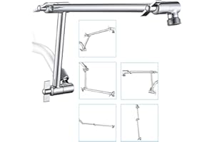 PDPBath Brass 16 Inch Shower Head Extension Arm, Upgrade Flexible Height & Angle Adjustable Shower Arm Extender with Lock Joi