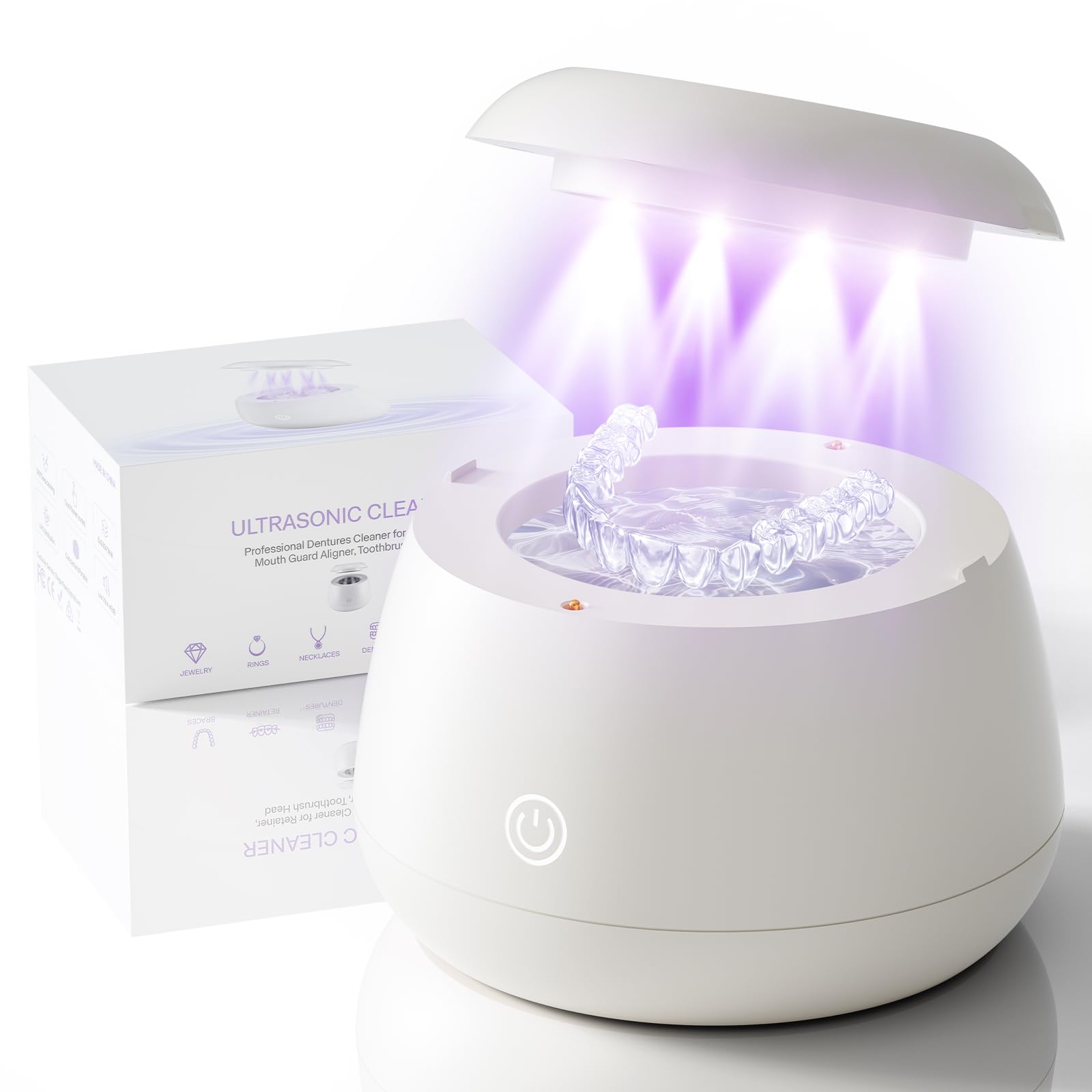 Photo 1 of 2026 Ultrasonic Retainer Cleaner Machine - 48kHz Dental Cleaning Pod for Denture, Mouth Guards, Aligner, Night Guards, Braces, Jewelry, Toothbrush, Sonic Dental Cleaner with 200ML Capacity