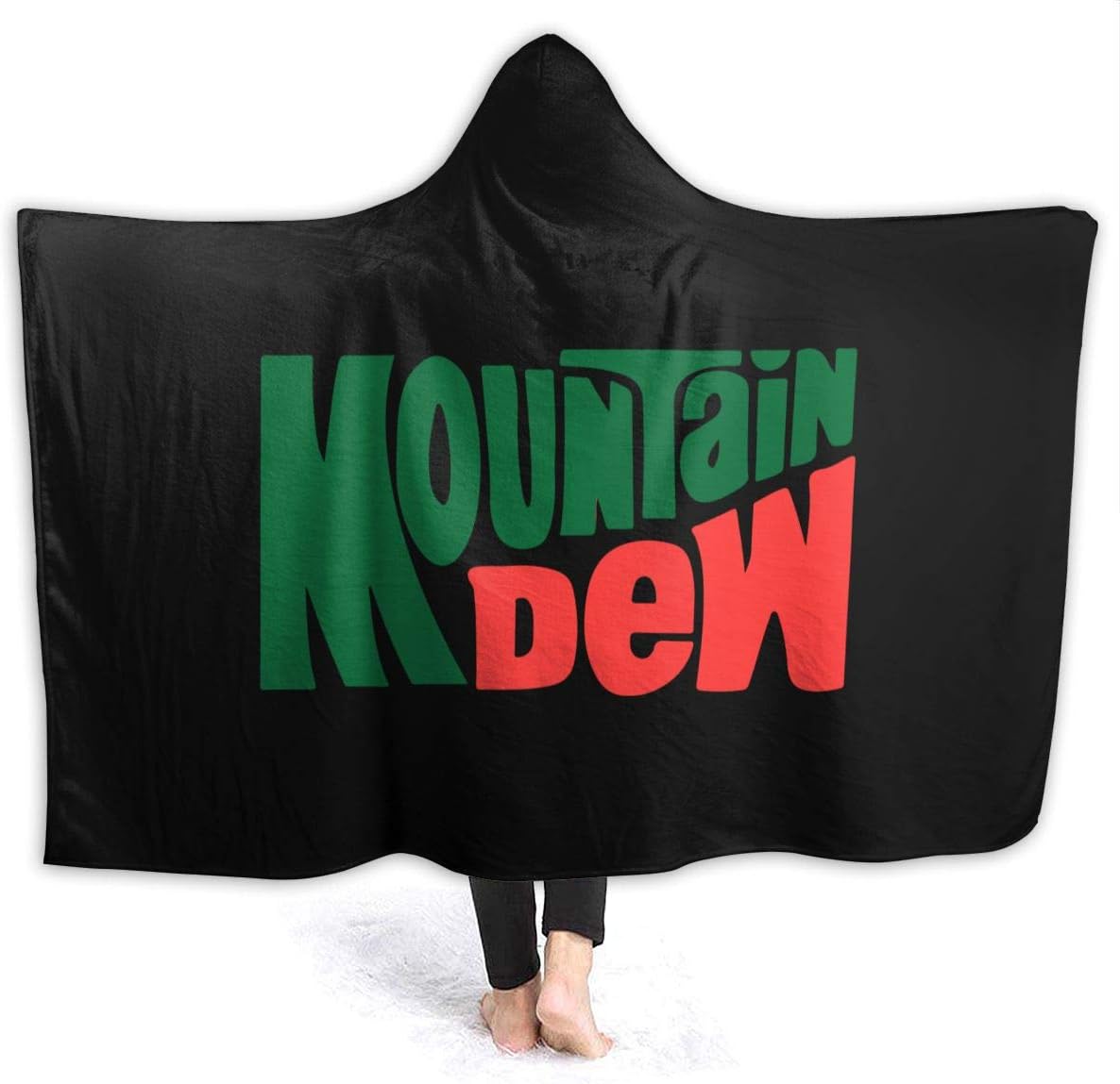 FransisUU Mountain Dew Logo Hooded Blanket, Soft Throw Wrap Wearable Blankets Novelty Cape for Kids Adults Teens
