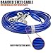 BV Dog Tie Out Cable 25 Feet - Heavy Duty Dog Lead Up to 60 Pounds - Reflective & Rust-Free with Quick Release Swivel Clips & 360° Rotating Clasp - Tangle-Free Dogs Runner for Yard (Blue, Single)