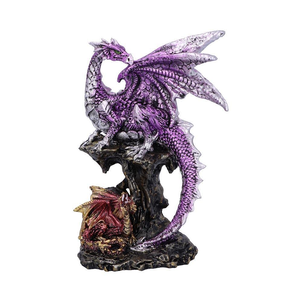 Nemesis Now Hatchling Protection Dragon and Dragonling Parental Figurine,Purple,15.2cm