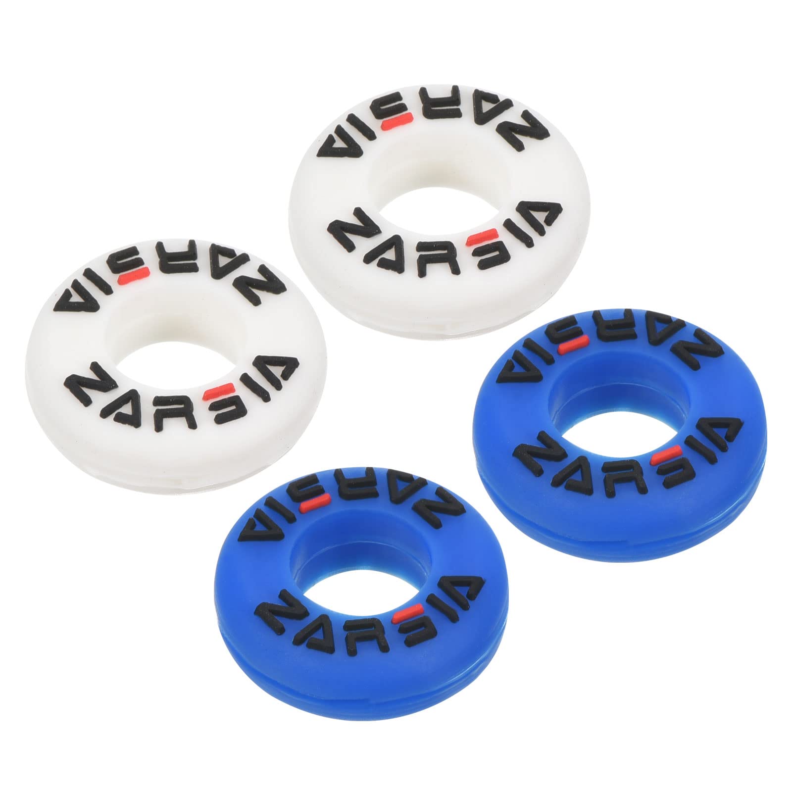 PATIKIL Tennis Vibration Dampener, 4 Pack Round-shaped Silicone Shock Absorber Racket String Damping for Tennis Racquet, Blue, White