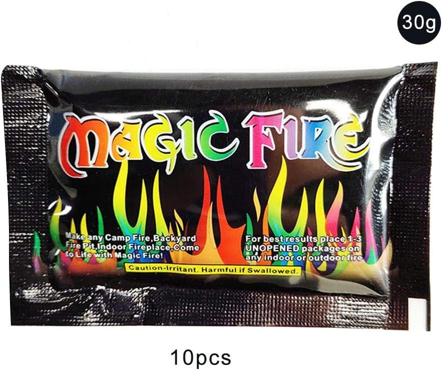 Destinely Ultimate Flames, Magic Flames, Colored Flames, Long Lasting Campfire Flames, Wood Burning, Brilliant Colors, Safe Fire Colorant, No Mess, Indoor and Outdoor Use, 10 pcs