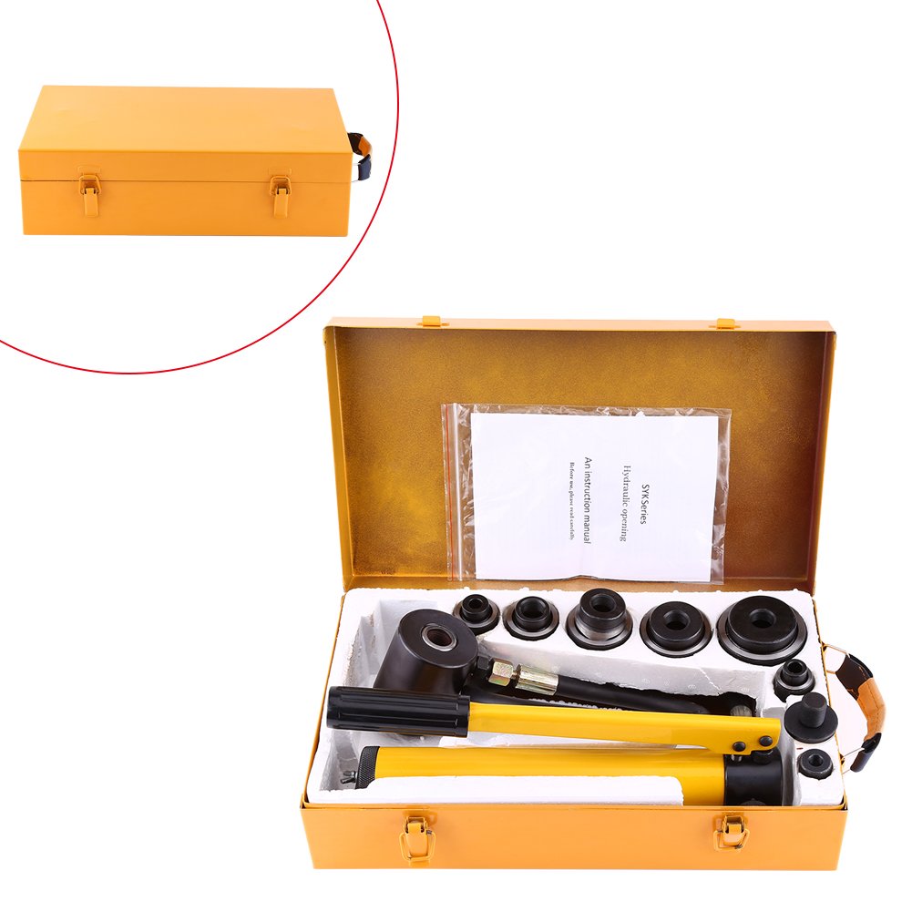 Manual Hydraulic Hand Pump Knockout Round Hole Punch Kit Metalworking