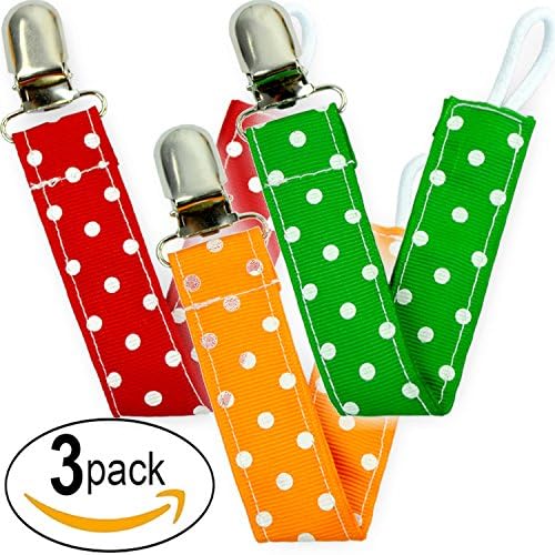Best Pacifier Clips - Pacifier Clip 3 Pack Set, Unisex - High Quality Safe Clips - Teething Ring, Soother, Pacifiers, Soothie, Baby Bibs, Gifts - Pacifier Clips Baby Boy or Girl Gift