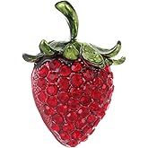 Dreuyet Strawberry Brooch Pin for Women Rhinestones Red Strawberry Brooch Cute Enamel Fruit Laple Pins Dainty Elegant Christmas Wedding Birthday Holiday Decor Jewelry
