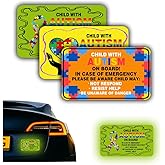 EARLFAMILY Child with Autism On Board Car Magnets 3 Pack Reflective Autism Awareness Sticker Decal for Window,Truck,SUV,Bumper 5.9 x 3.5 inch (Magnets)