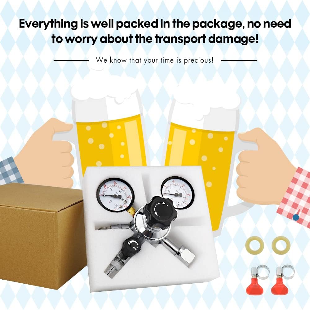 FERRODAY Dual Gauge Co2 Regulator Beer Kegerator Co2 Regulator Beer Keg Dual-stage Kegerator Regulator CGA-320 Beer Regulator Co2 Kegerator Part Beer Keg Regulator Co2 Beer Gas Regulator Beer Tap Tool