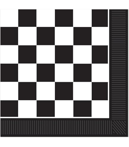 80-Pack Black & White Checkered Party Napkins - 33x33cm Racing Theme Dinner Napkins