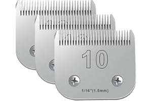 AUDOC 3PCS 10 Blades Dog Grooming Blades Compatible with Andis,Oster A5,Wahl km10 Dog Clippers,Size-#10, 1/16-Inch Cut Length (3pcs #10 (1.5mm))