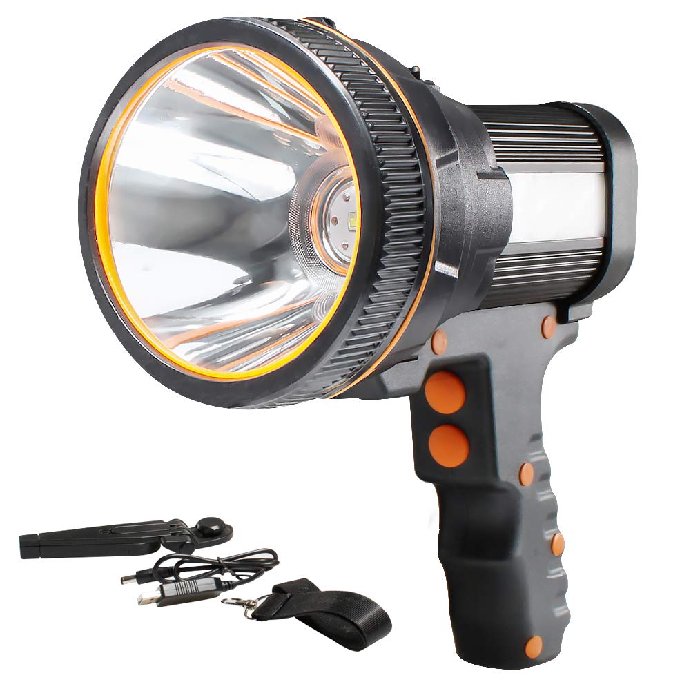 AF-WAN Powerful Rechargeable Torch Super Bright 6000 Lumen LED Flashlight, 5 Modes Outdoor Searchlight, Handheld Spotlight for Camping (Black)