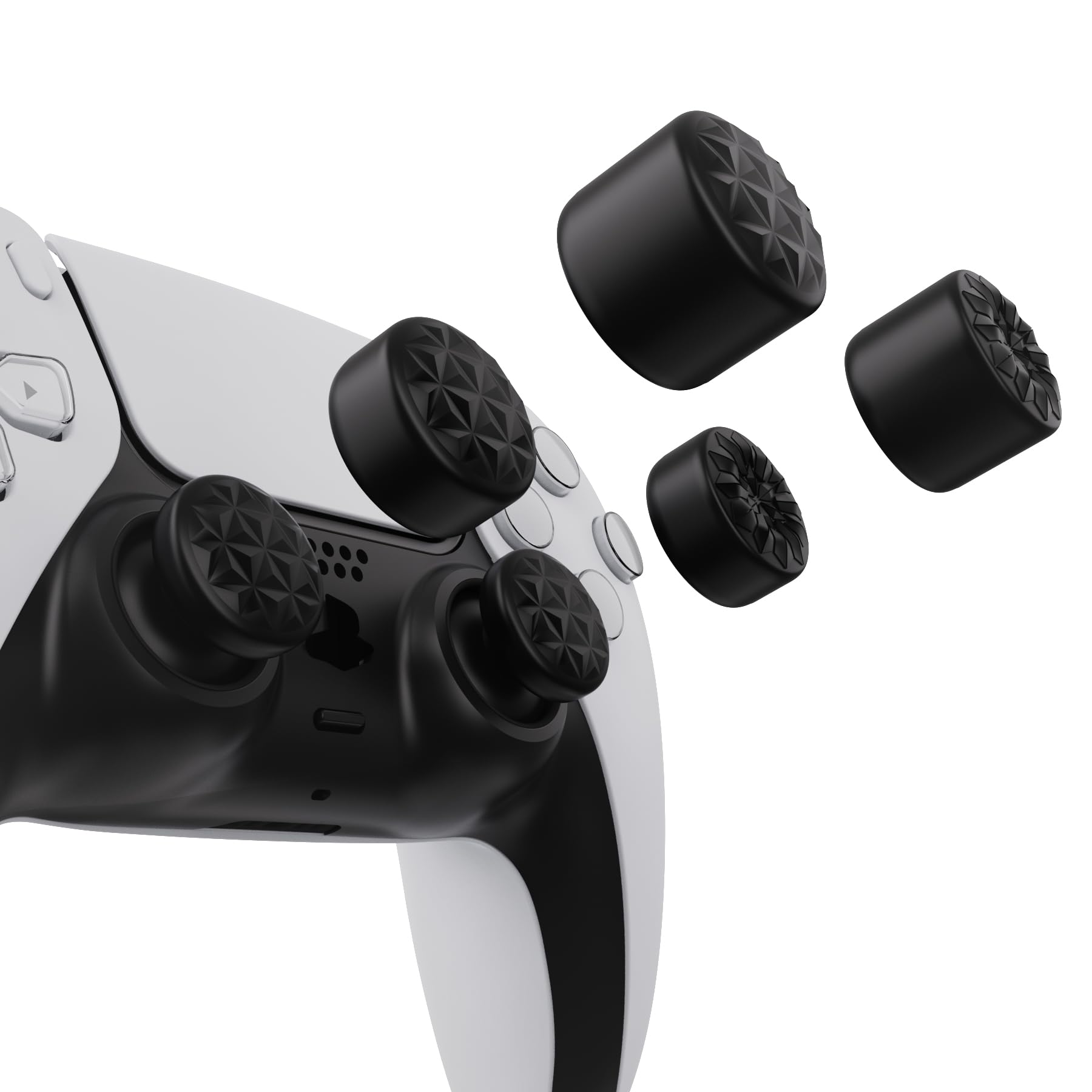 playvital 10 Pcs Ergonomic Thumbstick Grips for ps5, for ps4, QUANTUM Universal Pro Thumb Grip Caps for Xbox Series X/S, Xbox One/Elite Series 2, Switch Pro - with 3 Height Convex and Concave - Black