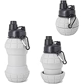 WXMI-AN Sports Water Bottles, BPA-Free Plastic, 32 oz Capacity (Grey 2-piece set)