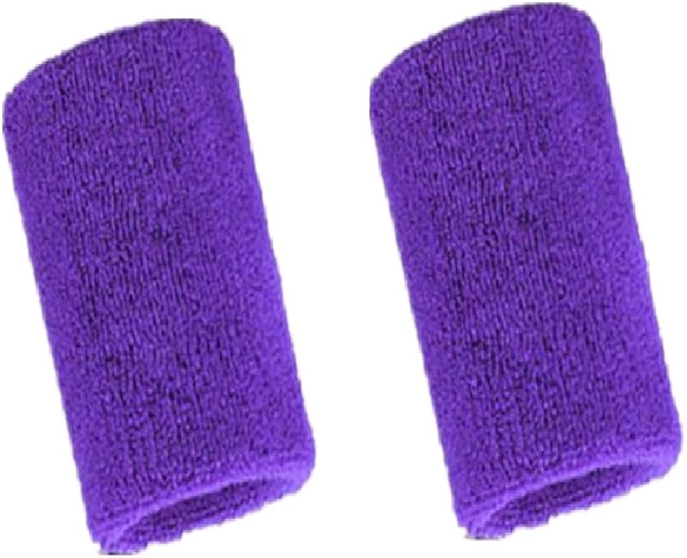 Mcolics 4' Inch Wrist Sweatband in 11 Athletic Cotton Wristbands Armbands (1 Pair) (Purple) : Sports & Outdoors