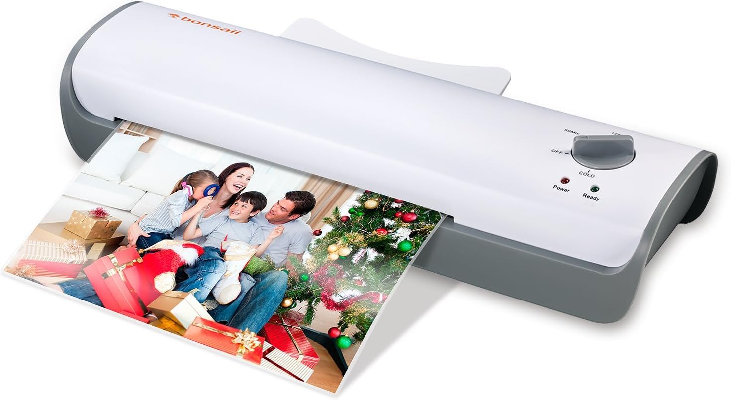 A4 Laminator Machine,Bonsaii Thermal and Cold Laminator with 3-min Quick Warm-up, Max 230mm (A4 Size) for Home Photos Office School Use,Laminating Machine with Jam-Release Switch,White(L407-A)