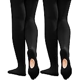 Hiltzo Girls Ballet Convertible Tights, Ultra Soft Transition Tights, 2 Pairs Dance Stockings for Ballet Gymnastics School