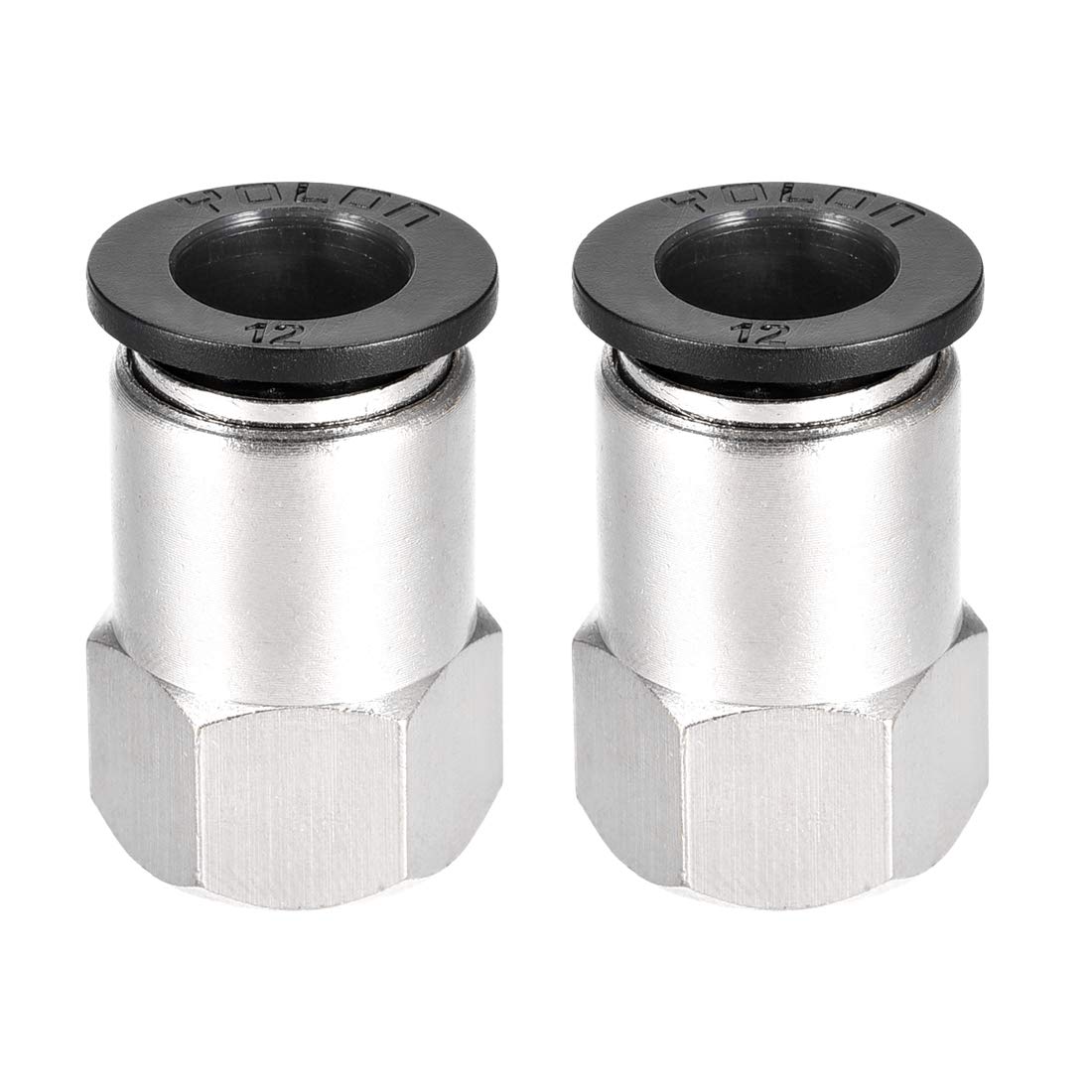 sourcing map Push to Connect Tube Fitting Adapter 12mm Tube OD X 3/8PT Female Straight Pneumatic Connecter Pipe Fitting 2pcs