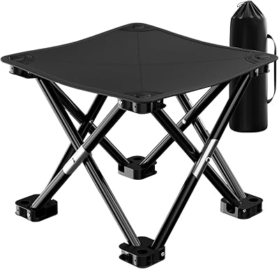 HOUSLUX Folding Stool 33cm Foldable, Lightweight with Carry Bag, 150kg