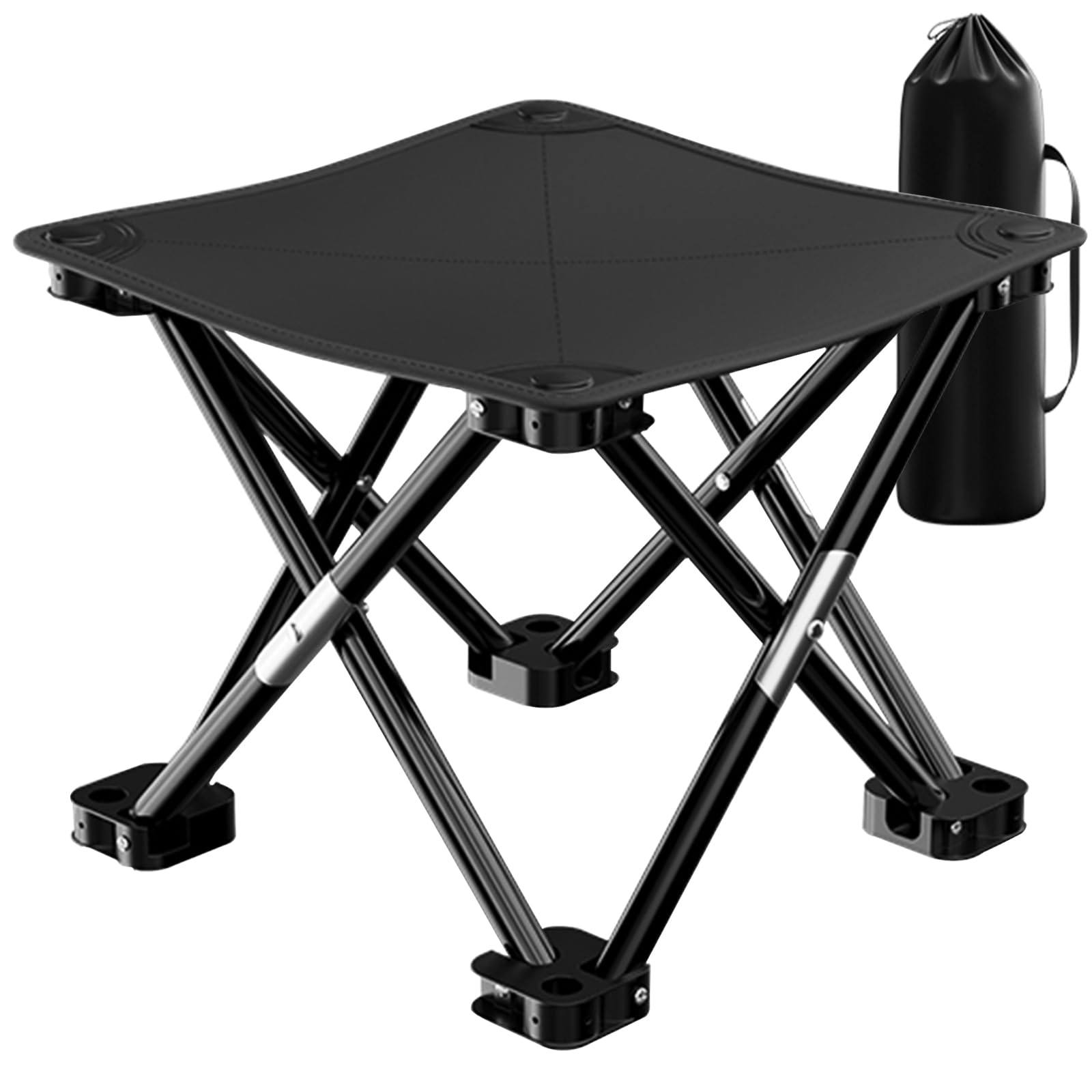 HOUSLUX Folding Stool Foldable Stool Collapsible Stool Camping Stool, Folding Stool with Stable Feet and Carry Bag, 33 * 33 * 33cm, for Picnics Fishing Watching Games (Black)