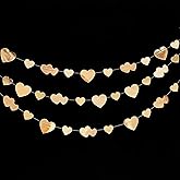 40Ft Champagne Gold Heart Banner Double Sided Paper Garland Heart Hanging Streamer for Wedding Birthday Anniversary Bachelorette Engagement Bridal Baby Shower Valentines Hen Christmas Party Decoration
