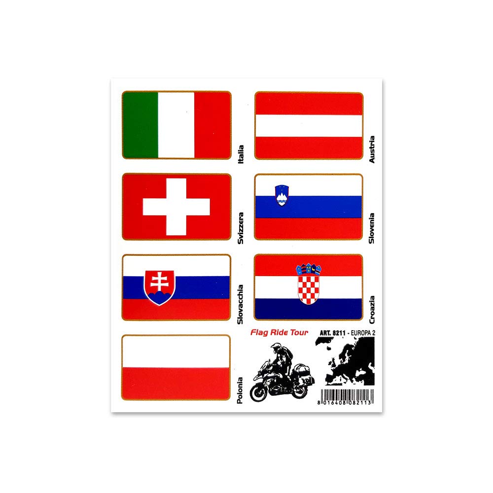 Quattroerre Sticker Flag Ride Tour Europe 2 for Bike Cases, 16 x 13.5 cm