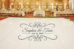 Custom Wedding Dance Floor Decal - Personalized Vinyl Decals With Name and Date for Party