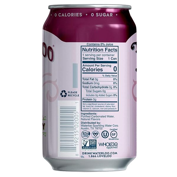 WATERLOO SPARKLING WATER WATERLOO BLACK CHERRY SPARKLING WATER, 12 FL OZ