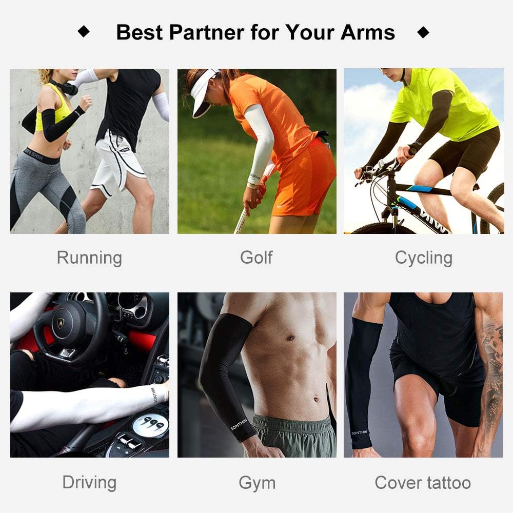 SONTHIN Arm Sleeves UV Protection Compression Sun Sleeves for Men Women Youth for Baseball Cycling Running Golf Basketball and More Sports(5 Colors Available,1 Pair): Clothing