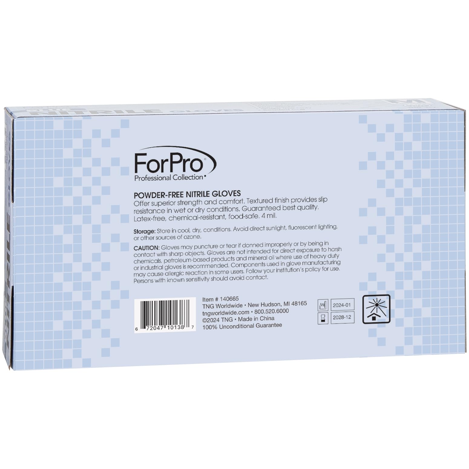 ForPro Professional Collection Disposable Nitrile Gloves, Chemical Resistant, Powder-Free, Latex-Free, Non-Sterile, Food Safe, 4 Mil, Blue, Medium, 100-Count