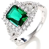 Viyuroyk 925 Sterling Silver Shiny Princess Cut Cubic Zirconia Rings Emerald Diamond Rings for Women Jewelry Findings Earring Backs Findings