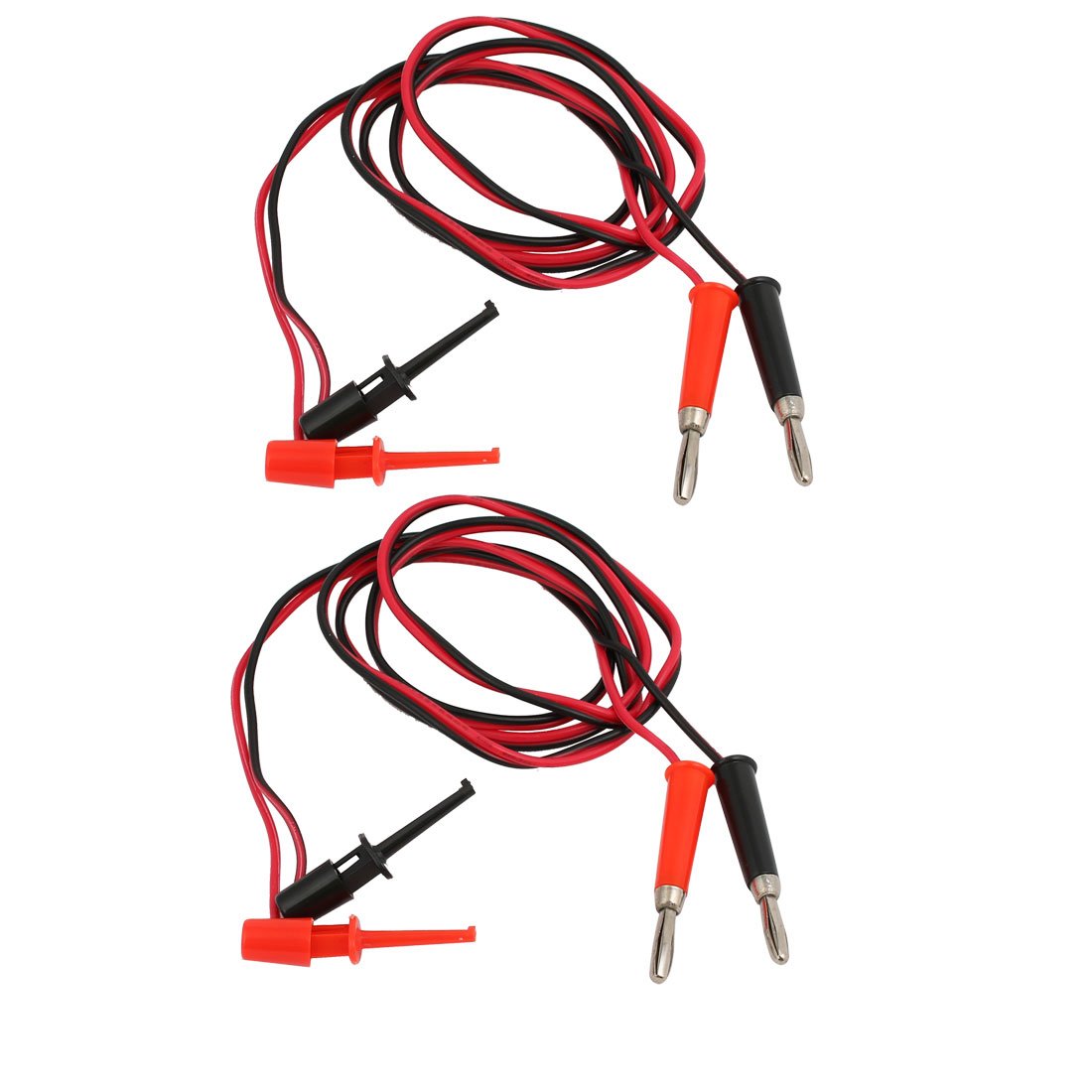 Sourcingmap 2Pcs Banana Connector Cable Jumper Silicone Hook Wire Test Leads 1m Length