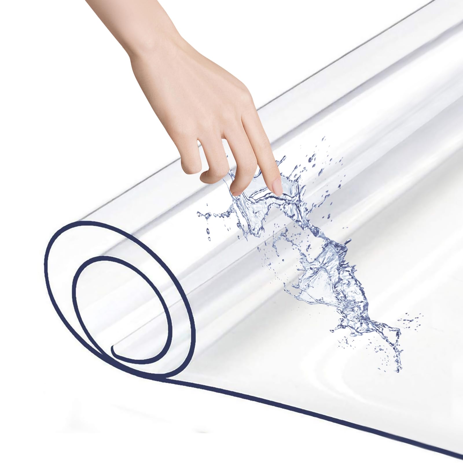 Clear Desk Protector Mat PVC Transparent Table Protector, 80 x 40cm Non-Slip Waterproof Clear Desk Pad Table Cover Protector with Round Edge, for Office, Home, Writing Desk Tabletop