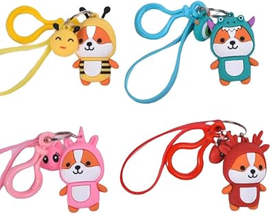 Amazon 1セット 4個 かわいいキャラクター リス キーチェーン 3dペンダント プロモーションギフト かわいい動物 3dプリントキーチェーン シリコンキーチェーン シューズ バッグ