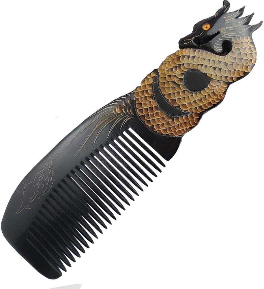 Dragon Pattern 100% Handmade Natural Ox Horn Comb