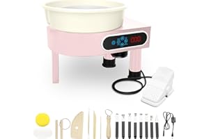 MZOKUU Pottery Wheel for Adults, 10 Inch Ceramic Wheel Forming Machine with LCD Touch Screen 50-320RPM Speed Adjustable and Foot Pedal Detachable Basin, Home DIY & Art Craft, Pink