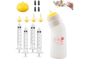 Xuanda Pet Feeding Nipple with Syringe, Soft Silicone Nursing Pet Feeding Bottle, Ventilation Valve Resistant Tearing for Puppies, Kittens, Rabbit, Small Wildlife (Yellow)