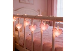 Valentine's Day Decor Lights - 4.92FT 10 LED Line Plug-in String Lights, Connectable 3D Heart-Shaped Lights for Indoor/Outdoo