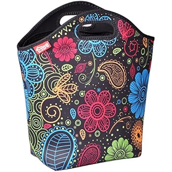 Large Lunch Bags for Women, Fashionable Adult Lunch Box Thick Water Resistant Neoprene Insulated Lunch Bag for Work Office Outdoor Picnic, Colorful Paisley