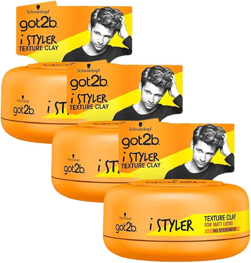 Got2B iStyler Texture Clay 75ml Pack of 3 Silicone Free Vegan 85% Naturals