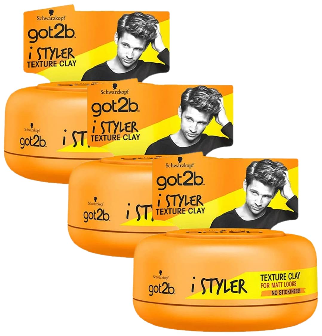 Schwarzkopf got2b iStyler, Long Lasting Hold, No White Residue, Silicone Free, Texture Matt Finish Hair Clay 75ml (Pack of 3)