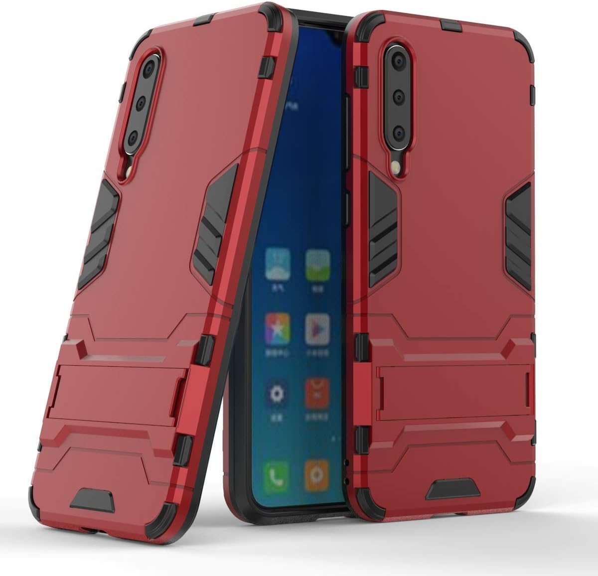 MISIDE Compatible for Xiaomi Mi 9 SE Case,[Scratchproof and Shockproof] 2 in 1 Hybrid Rugged Heavy Duty Armor Hard Back Cover with Kickstand for Xiaomi Mi 9 SE (Red)