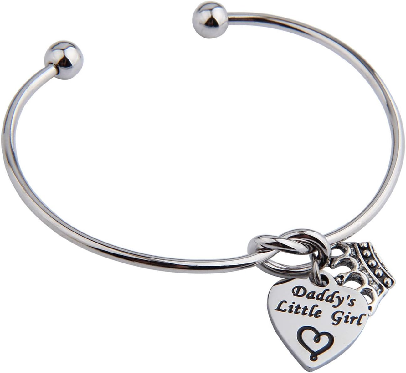 RQIER Daughter Bracelet Daughter Gift Love Knot Bangle Bracelet Jewelry Gift for Daughter (Silver)