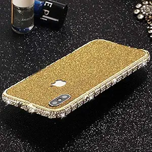 iPhone 7 Plus Diamond Bumper for Women, DMaos Sparkly Rhinestone Metal Bumper with Front and Back Glitter Sticker, Luxury for iPhone 7+ 5.5 inch - Gold