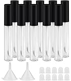 GTHER 10PCS 10ML Empty Lip Gloss Containers Bottle Cosmetic Container Tube & Funnel & Rubber Stoppers for Lip Samples Travel Split Charging DIY Makeup