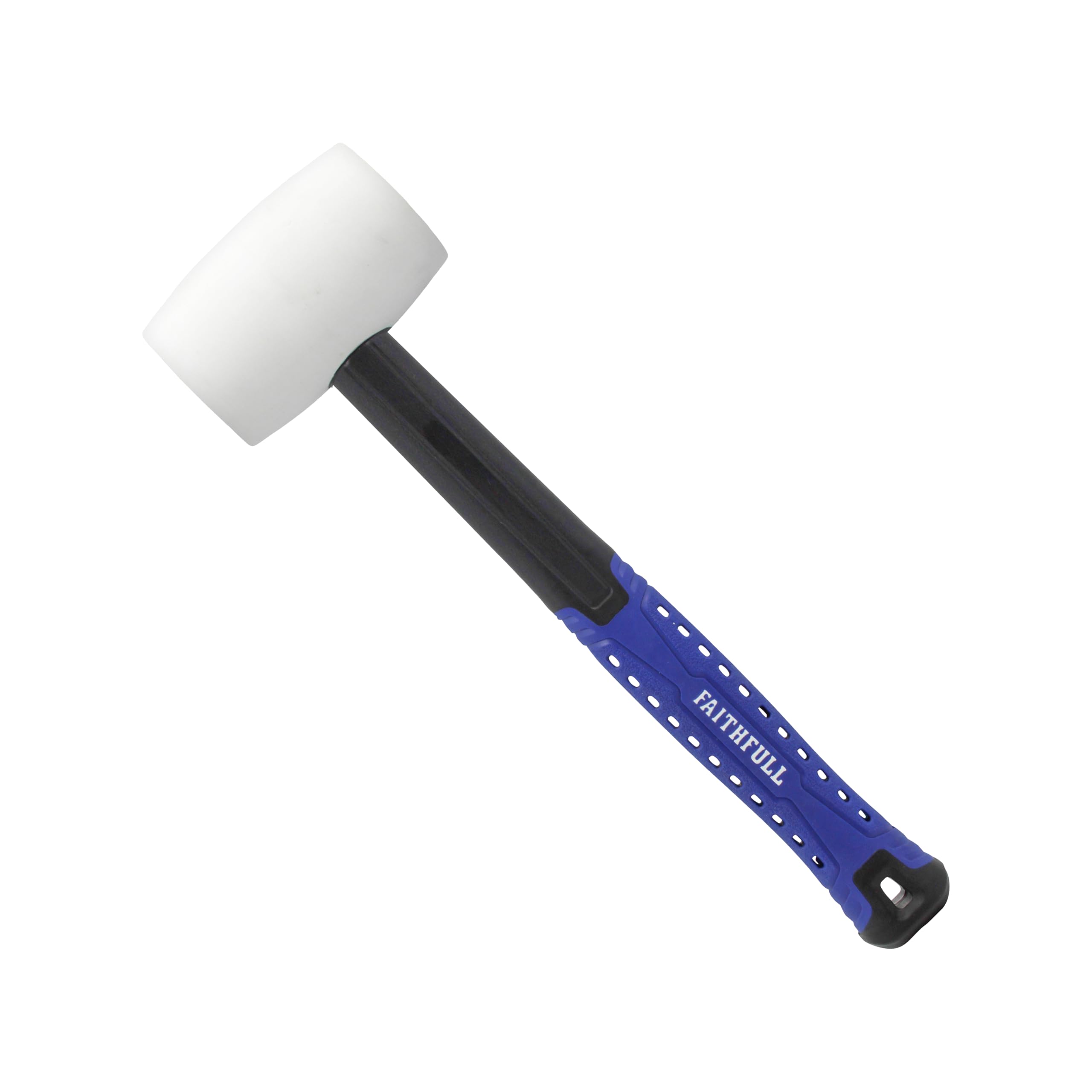 Faithfull White Rubber Mallet 454g (16oz) – Non-Marking Rubber Head with High-Strength Fibreglass Shaft & Ergonomic Grip for Assembly, Flooring & Non-Damaging Striking Tasks
